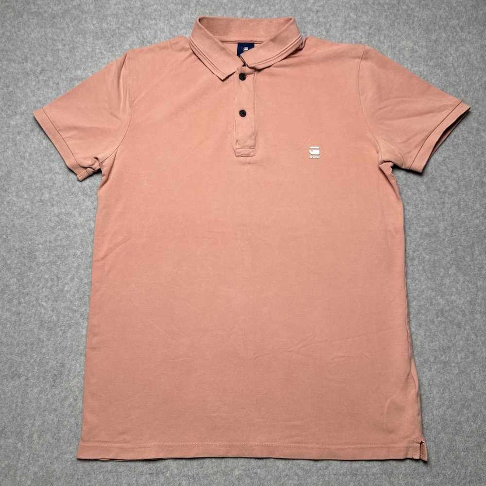 G-STAR RAW Dunda Pink/Coral Cotton Blend Short Sleeve Polo Shirt Men's Size‎ M